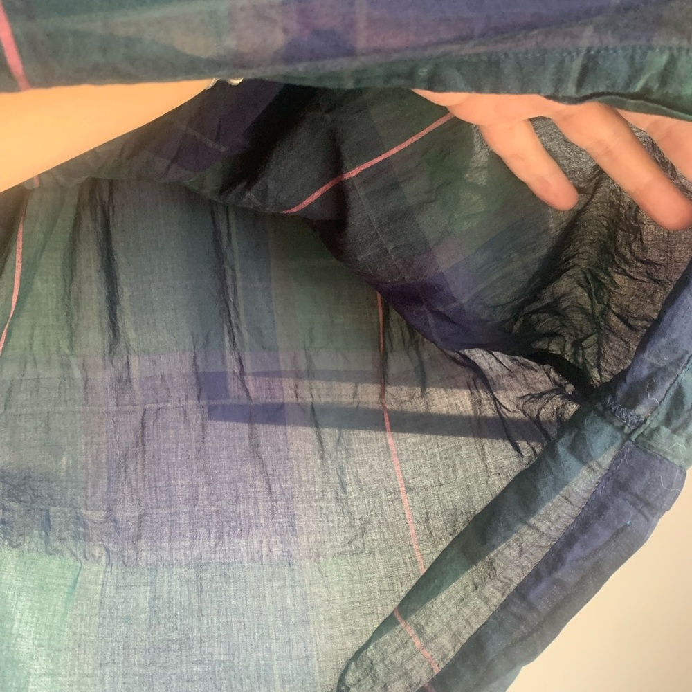 Isabella Sinclair Anthropologie Green and Blue Ruffled Top - Picture 8 of 8